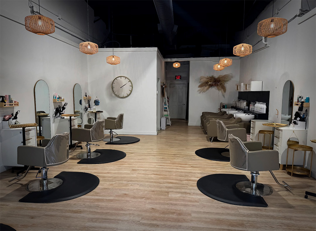 A hair salon after cleaning.
